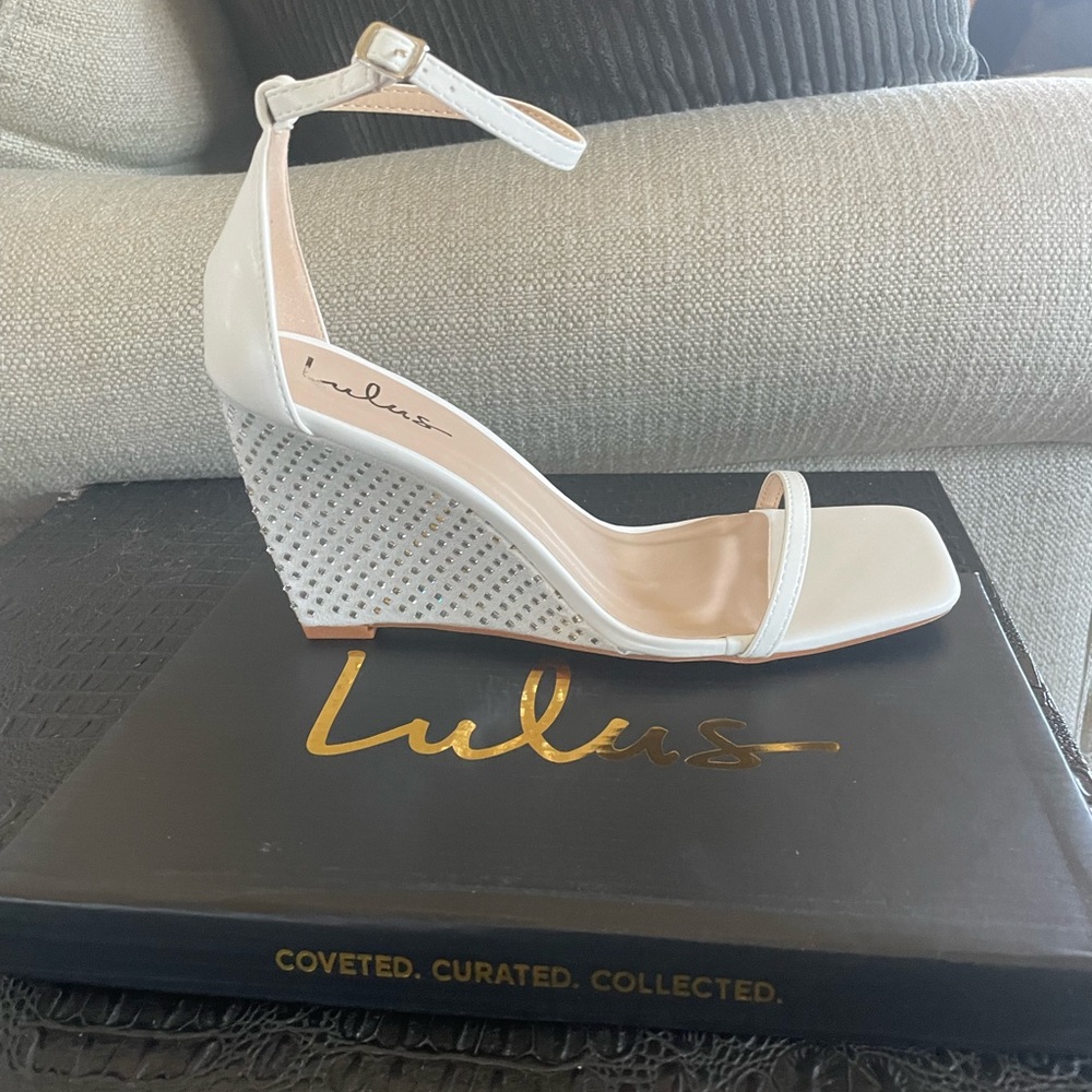 Brand new white wedge Lulus shoes